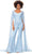 Ashley Lauren 11254 - Embroidered Lace Sheer Sleeved Jumpsuit Special Occasion Dress 0 / Sky