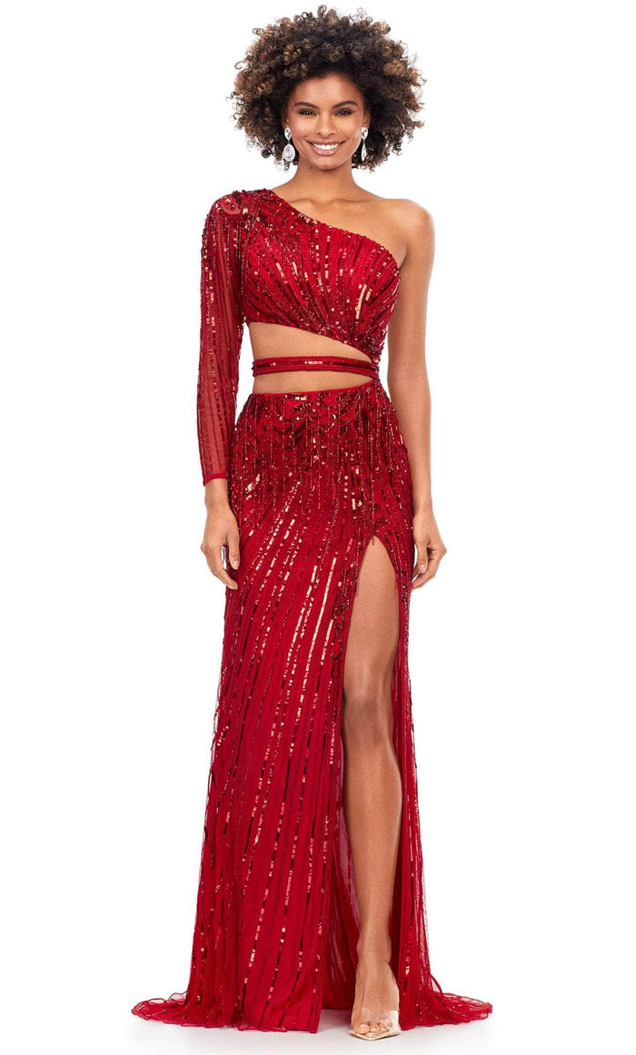 Ashley Lauren 11261 - Beaded One-Shoulder Prom Dress Special Occasion Dress 0 / Red