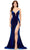 Ashley Lauren 11263 - Velvet Strapless Evening Gown Special Occasion Dress 00 / Royal