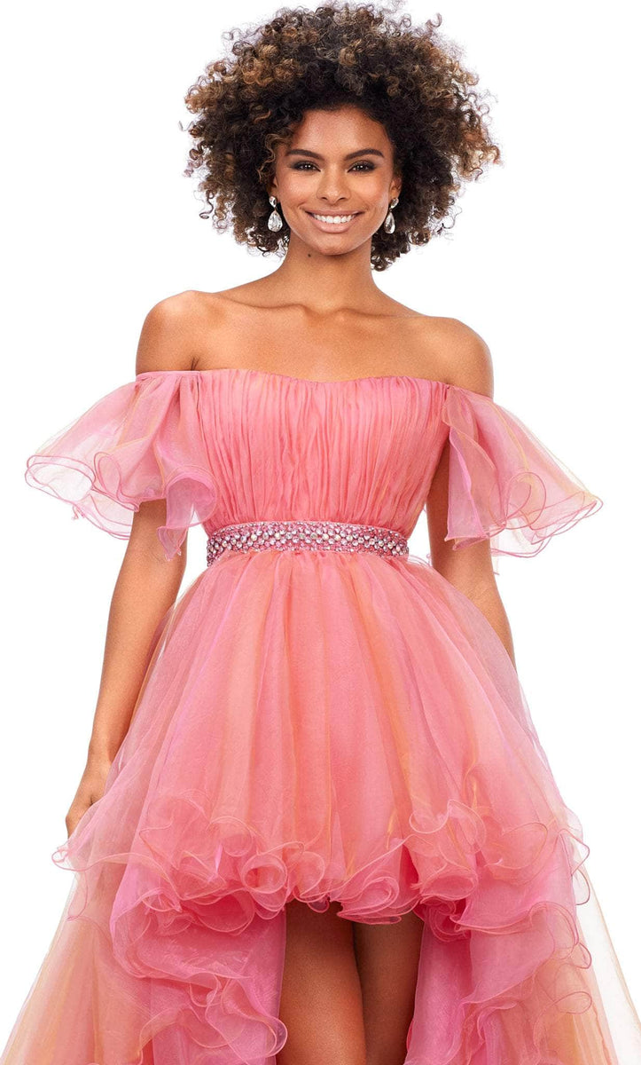 Ashley Lauren 11269 - Off Shoulder Organza High Low Gown – Couture Candy