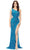 Ashley Lauren 11280 - Fringed Asymmetrical Prom Gown Special Occasion Dress 0 / Turquoise