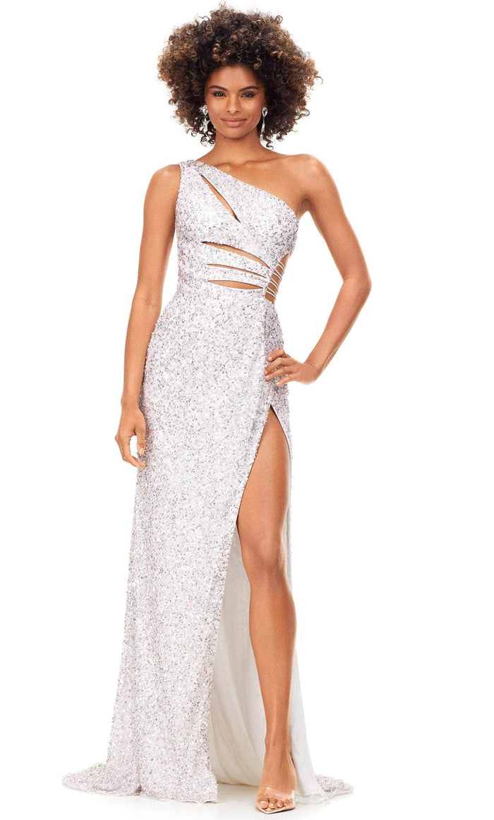 Ashley Lauren 11288 - Sequined Cutout Evening Gown Evening Gown 00 / Ab Blush/Ivory