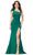 Ashley Lauren 11290 - Feathered Strap Evening Gown Special Occasion Dress 00 / Dark Emerald