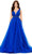 Ashley Lauren 11305 - Plunging V-Neck Ballgown Special Occasion Dress 00 / Royal