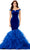 Ashley Lauren 11312 - Velvet-Organza Combo Mermaid Gown Special Occasion Dress 0 / Royal