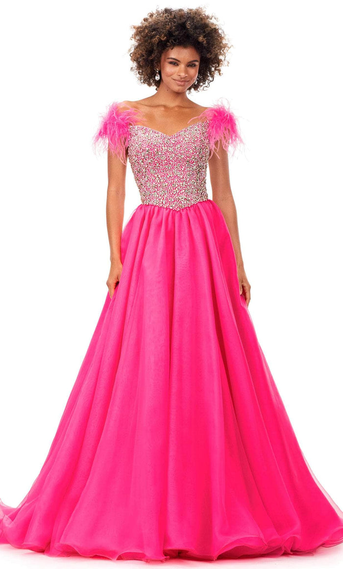 Ashley Lauren 11314 - Tulle Skirt Semi-Ballgown Special Occasion Dress 0 / Hot Pink