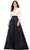 Ashley Lauren 11326 - Quarter Sleeves Satin Ballgown Special Occasion Dress 0 / Ivory/Black