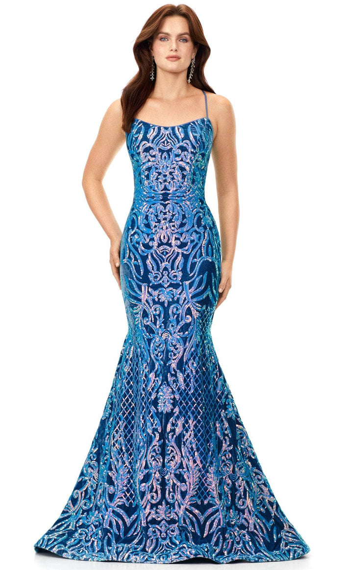 Ashley Lauren 11331 - Fitted Strapless With Over Skirt Evening Gown Special Occasion Dress 00 / Blue