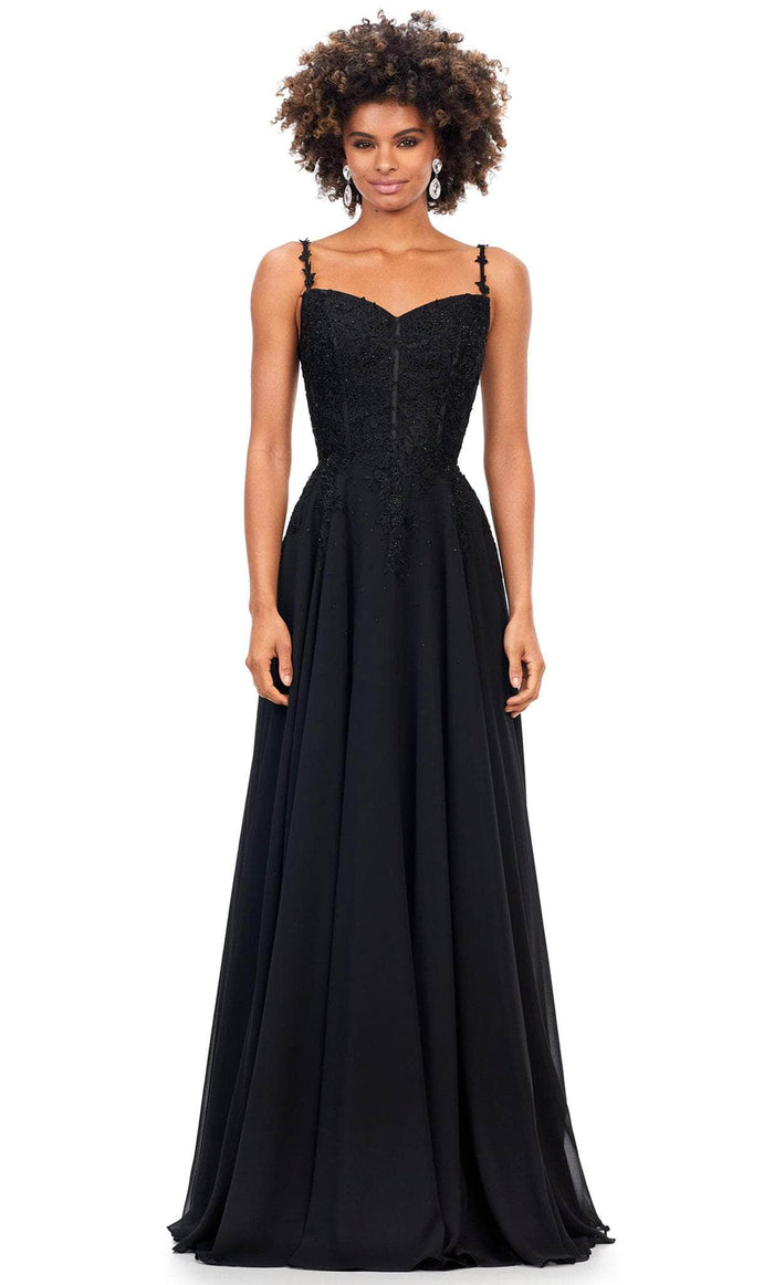Ashley Lauren 11332 - Sweetheart Lace Appliqued Prom Gown Prom Gown 00 / Black
