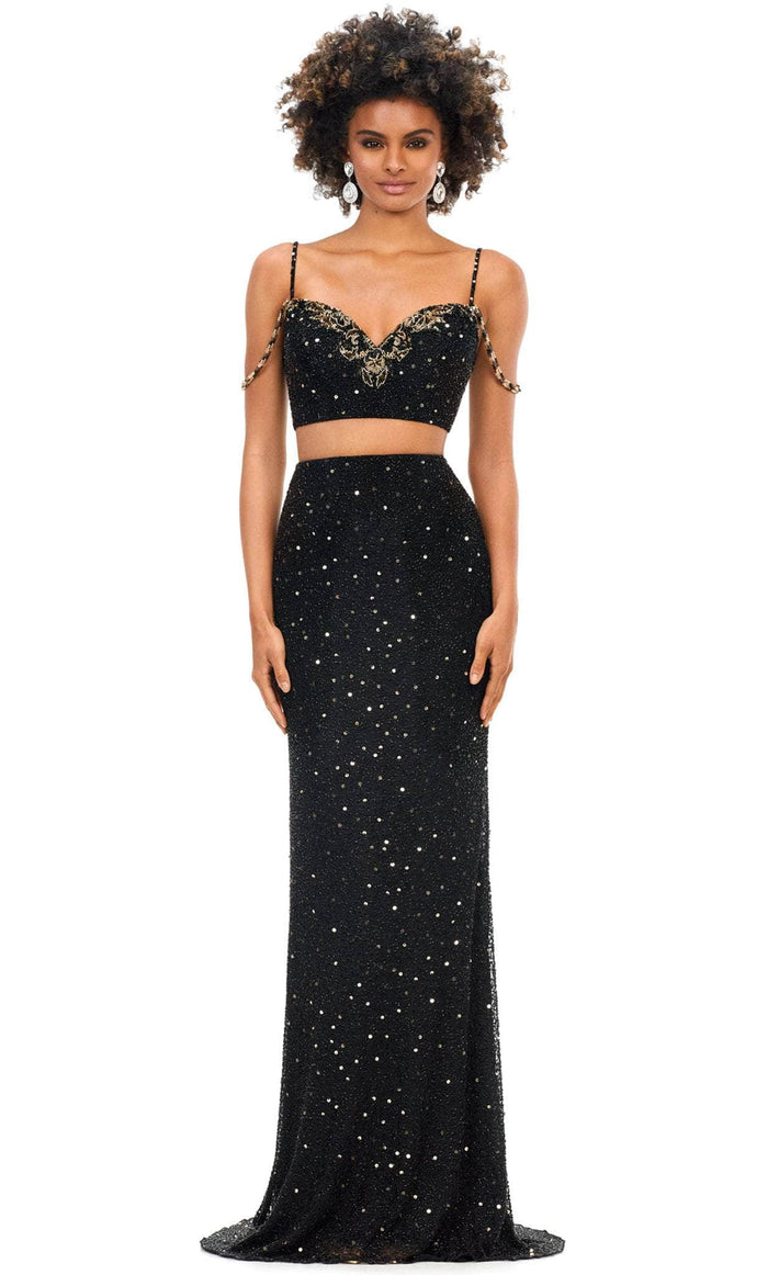 Ashley Lauren 11353 - Sparkling Two-Piece Prom Gown Special Occasion Dress 0 / Black