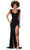 Ashley Lauren 11367 - Beaded High Slit Evening Gown Evening Gown 0 / Black