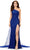 Ashley Lauren 11371 - Asymmetric Sequin Prom Gown With Cape Prom Gown 0 / Royal