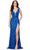 Ashley Lauren 11373 - Deep V-neck Sleeveless Evening Dress Special Occasion Dress 00 / Royal/Turquoise