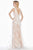 Ashley Lauren - 1392 Illusion Plunging Neck Embroidered Organza A-line Dress - 1 pc White/Nude In Size 10 Available CCSALE 10 / White/Nude