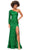 Ashley Lauren 1977 - Sequined Asymmetric Neck Evening Gown Evening Gown 00 / Kelly Green