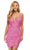 Ashley Lauren - 4436 Plunging V-Neck Empire Sheath Dress Cocktail Dresses 00 / Ultra Pink
