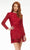 Ashley Lauren - 4438 Beaded Long Sleeve Fringe Sheath Dress Cocktail Dresses 0 / Red
