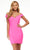 Ashley Lauren - 4444 Fitted Sheath Short Dress Cocktail Dresses 0 / Neon Pink