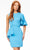 Ashley Lauren 4476 - Single Flounce Sleeve Short Dress Cocktail Dresses 0 / Turquoise