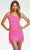 Ashley Lauren - 4484 Asymmetric Fringe Short Dress Homecoming Dresses 0 / Neon Pink