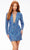 Ashley Lauren 4511 - Long Sleeve Lac-Up Bustier Sequin Cocktail Dress Special Occasion Dress 00 / Azure