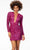 Ashley Lauren 4512 - Long Sleeve Lace-Up Bustier Cocktail Dress Special Occasion Dress 00 / Fuchsia
