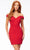 Ashley Lauren 4515 - Off Shoulder Criss Cross Back Cocktail Dress Special Occasion Dress 0 / Red