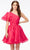 Ashley Lauren 4524 - Asymmetrical One Flutter Sleeve Cocktail Dress Special Occasion Dress 00 / Fuchsia
