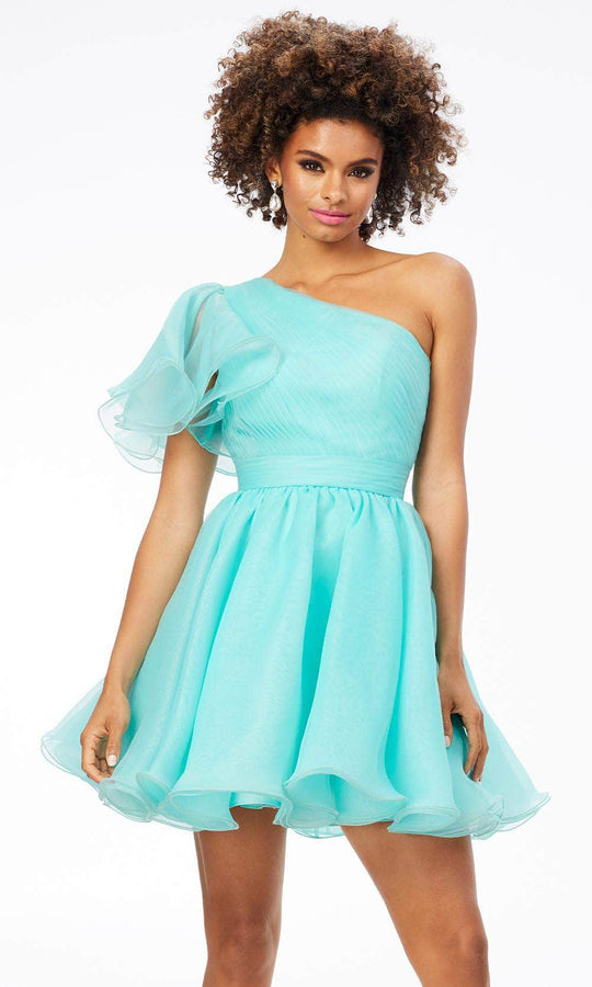 Ashley Lauren 4524 - Asymmetrical One Flutter Sleeve Cocktail Dress