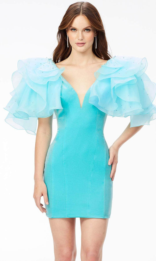 Ashley Lauren 4529 - Ruffled Sleeves Cocktail Dress