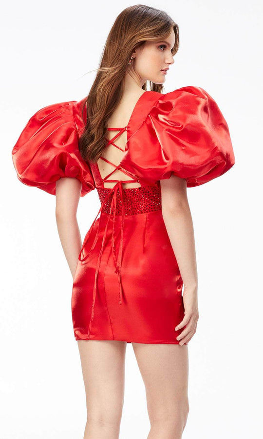 Ashley Lauren 4549 - Oversized Puffed Sleeves Cocktail Dress