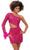 Ashley Lauren 4565 - Feathered Cuff Cocktail Dress Special Occasion Dress 0 / Hot Pink