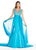 Ashley Lauren Plunging Evening Dress with Overskirt 1277 - 1 pc Turquoise in Size 2 Available CCSALE 2 / Turquoise