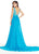 Ashley Lauren Plunging Evening Dress with Overskirt 1277 - 1 pc Turquoise in Size 2 Available CCSALE