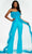 Ashley Lauren -   Strapless Feather Overskirt Jumpsuit Evening Dresses 0 / Turquoise