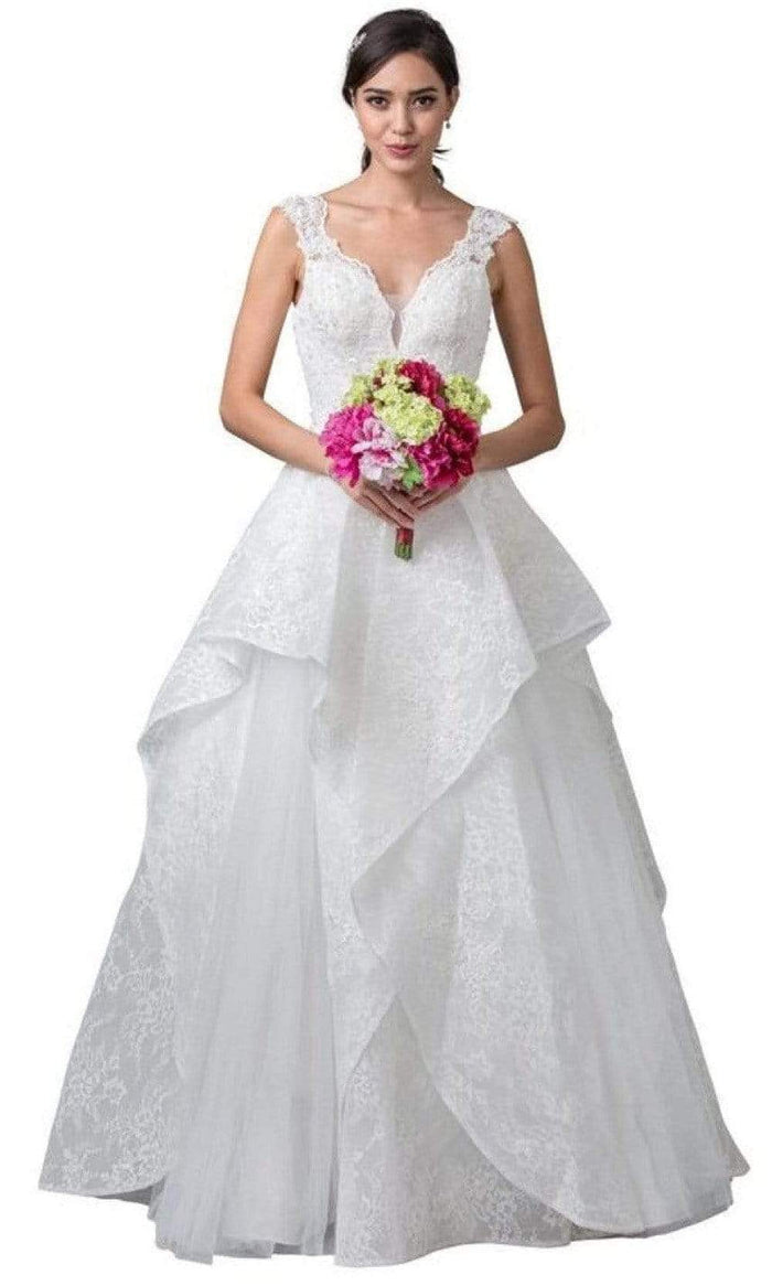 Aspeed Bridal - W2375 Lace Floral Layered Wedding Dress Wedding Dresses XXS / Off White