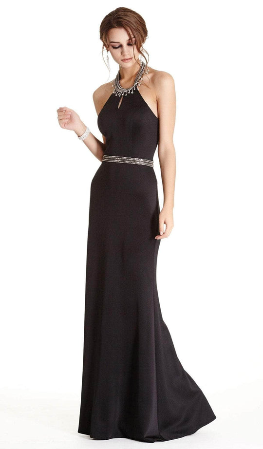 Aspeed Design - Beaded High Halter Evening Gown L1768 - 1 pc Black In Size XS Available CCSALE XS / Black
