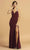 Aspeed Design - D289 Bejeweled Halter High Slit Dress Evening Dresses XXS / Burgundy