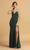 Aspeed Design - D289 Bejeweled Halter High Slit Dress Evening Dresses XXS / Hunter Green