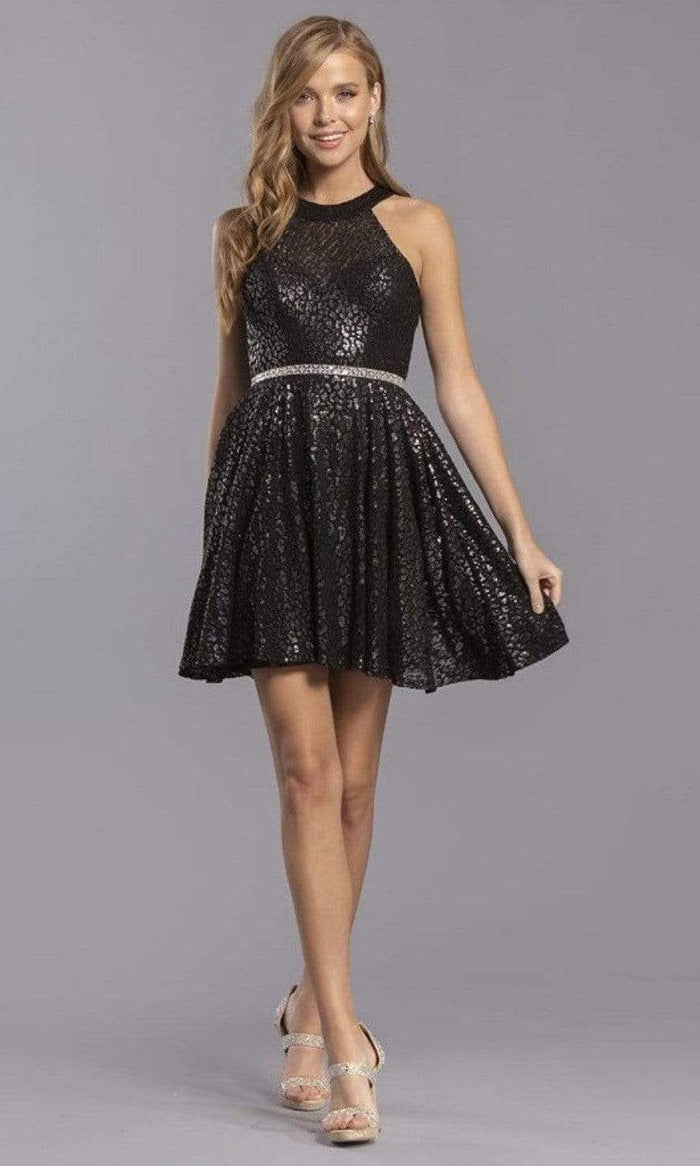 Aspeed Design - D327 Halter Fit And Flare A-Line Dress Homecoming Dresses XXS / Black