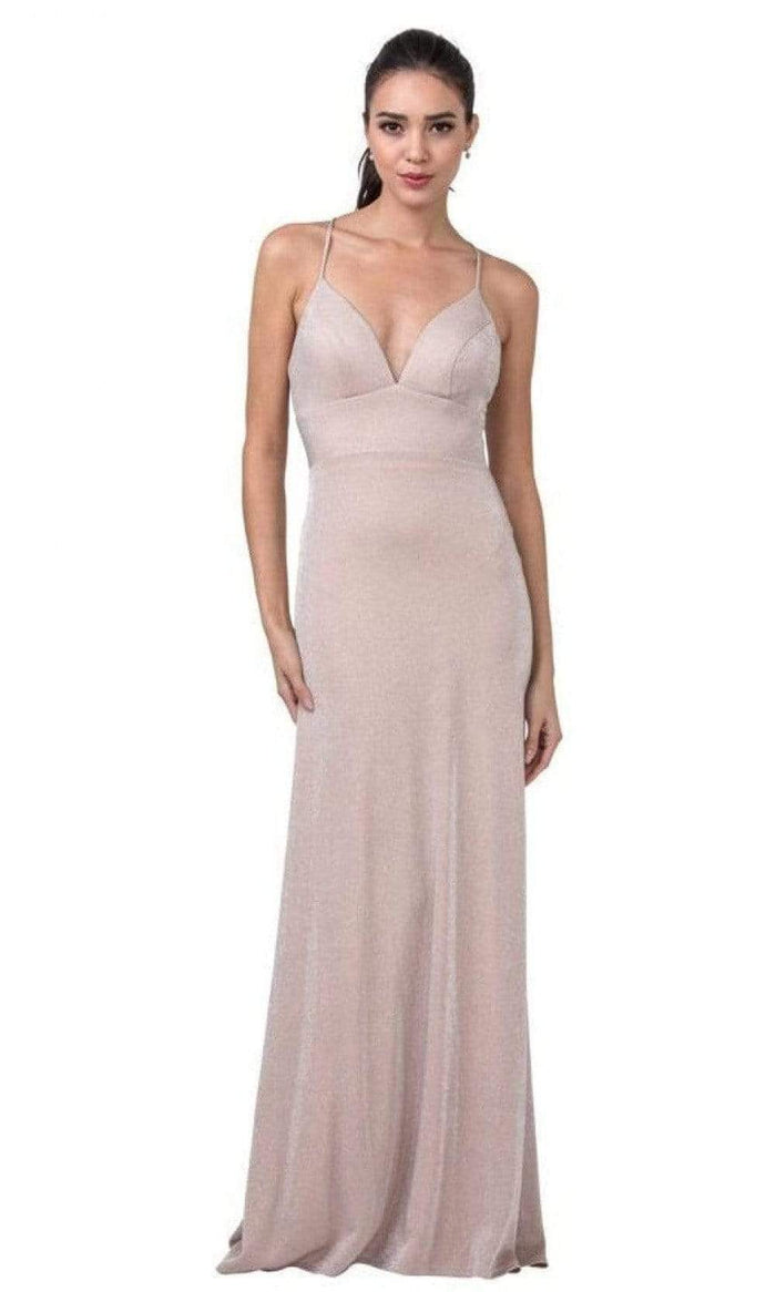 Aspeed Design - D413 Crisscross Back Plain Textured Dress Evening Dresses XXS / Blush