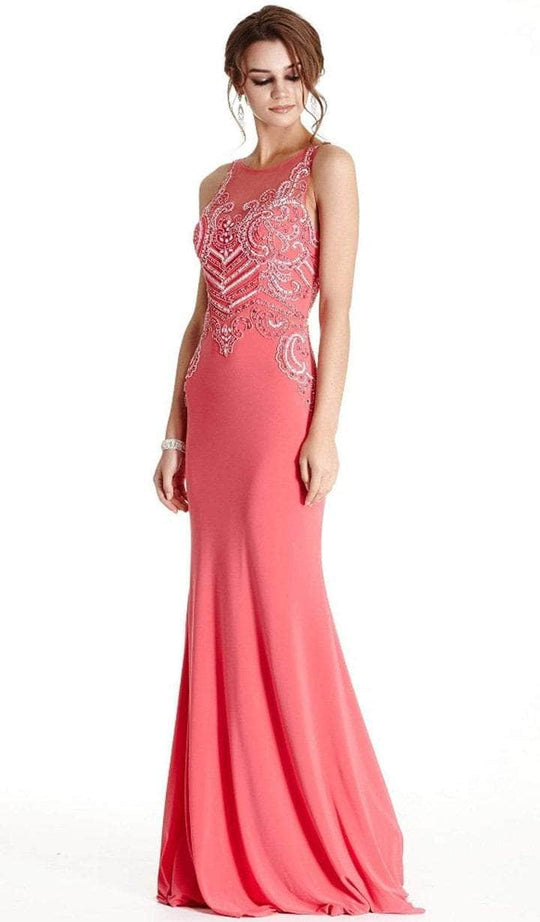 Aspeed Design - Halter Beaded Evening Dress L1779 - 1 pc Coral In Size M and 1 pc Teal in Size S Available CCSALE