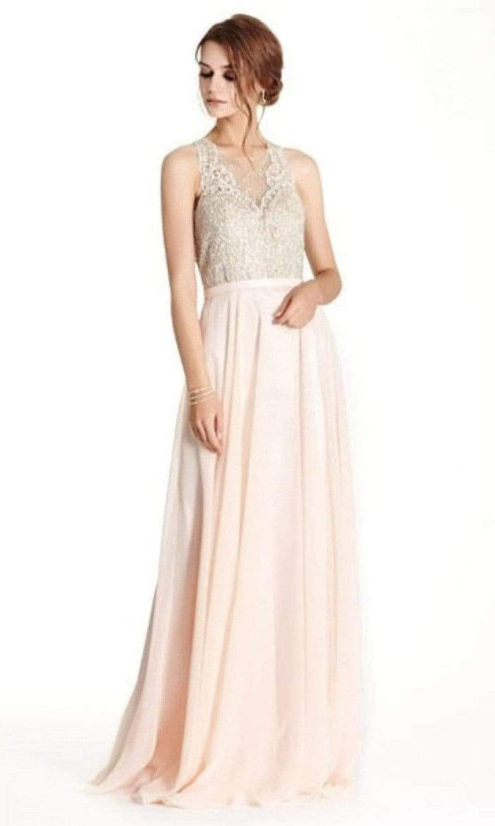 Aspeed Design - L1793 Illusion Jewel Lace A-Line Dress Prom Dresses XXS / Blush