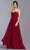 Aspeed Design - L2072 Strapless Lace Applique Chiffon Dress Prom Dresses XXS / Burgundy