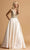 Aspeed Design - L2183 Beaded V-Neck Satin A-Line Dress Prom Dresses XXS / Champagne