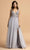 Aspeed Design - L2234 Plunging V-Neck Beaded High Slit Dress Prom Dresses XXS / Dove Gray