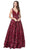 Aspeed Design - L2237 Embellished Chiffon Lace A-Line Gown Prom Dresses XXS / Burgundy