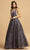 Aspeed Design - L2237 Embellished Chiffon Lace A-Line Gown Prom Dresses XXS / Charcoal
