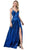 Aspeed Design - L2370 Thin Straps Plunging V-Neck A-Line Dress Prom Dresses XXS / Royal