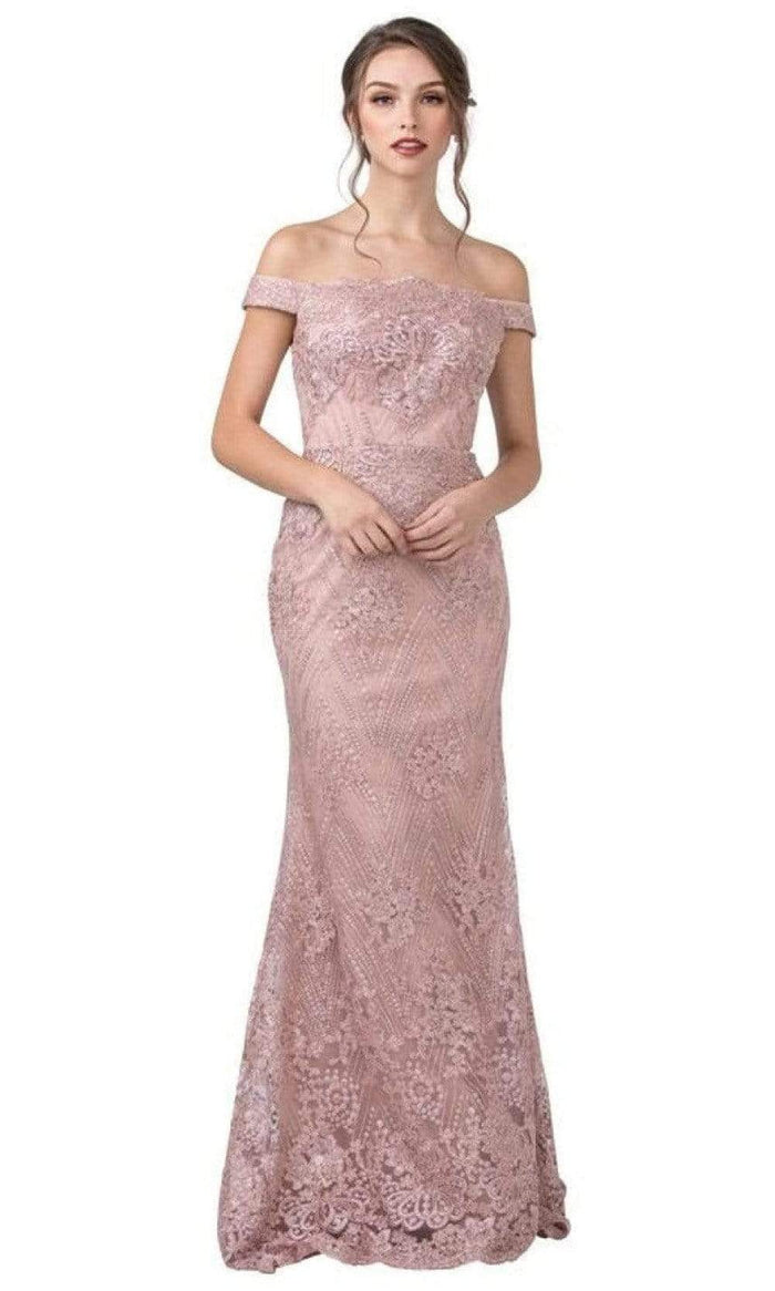 Aspeed Design - L2383 Off Shoulder A-Line Dress Evening Dresses XXS / Baby Pink